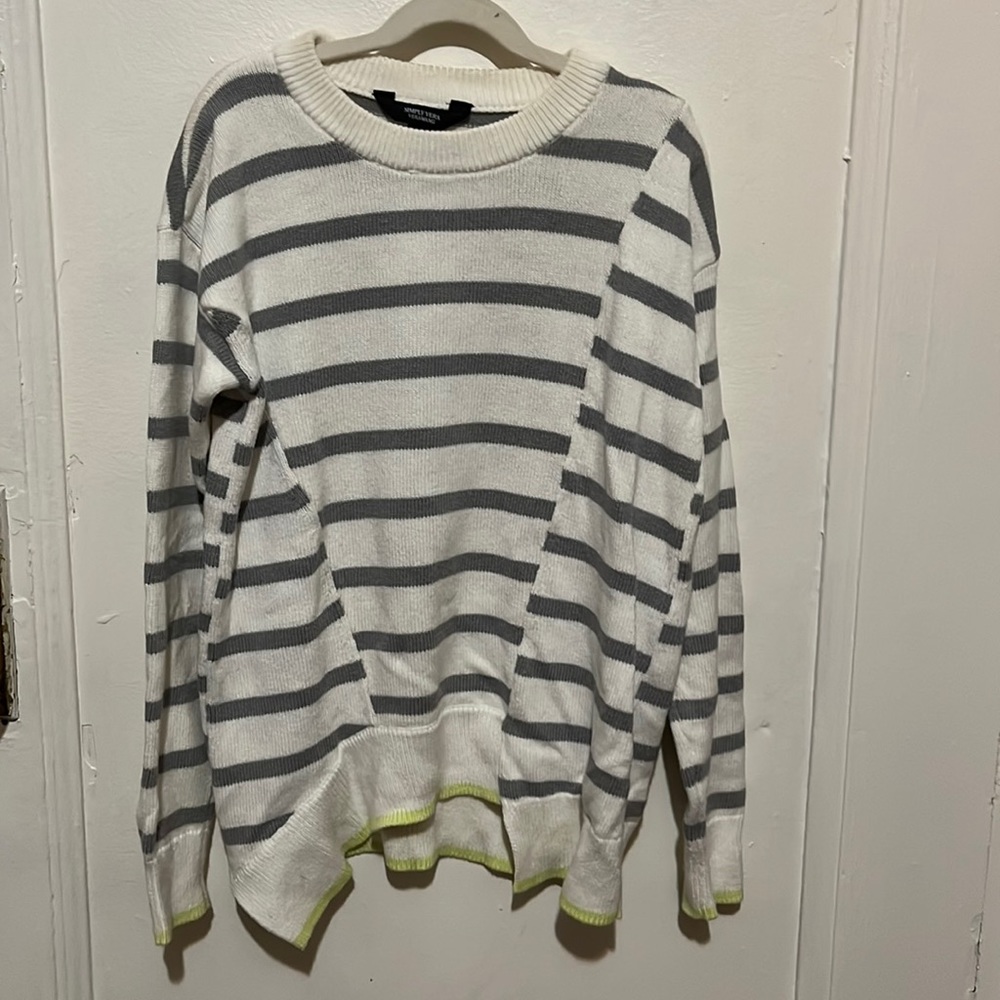 Vera Wang Asymmetrical Sweater with Neon Stipe